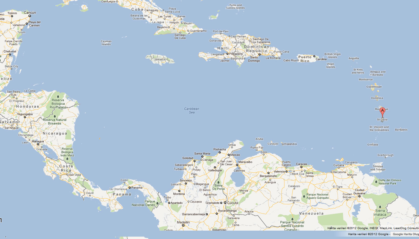 map of Saint Lucia caribbean